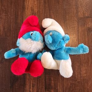 Vintage 1979 Papa Smurf And Smurf By Peyo